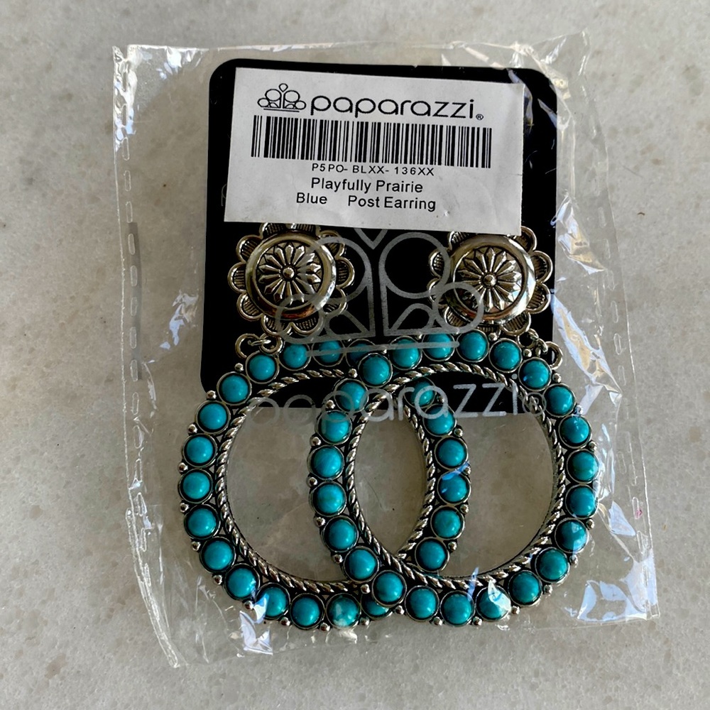 NWT Playfully Prairie Blue Post Earrings by Paparazzi